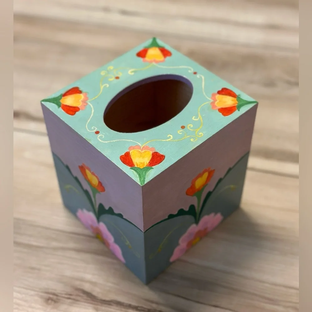 New Painted Wooden Tissue Box made by Me